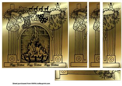 Christmas Fireplace Gold and Black