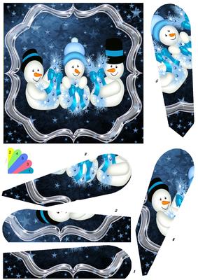 Blue Snowman Fan Card