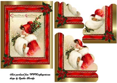 Christmas Girl and Holly Leaves