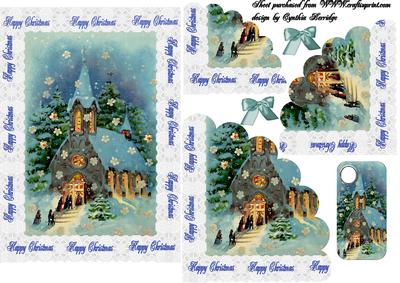 Christmas Lace Frame Chuch