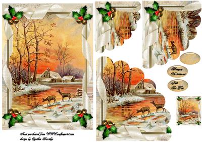 Christmas Ribbon Frame Reindeer