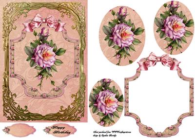 Pink Rose and Gold Frame