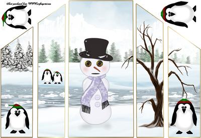 Christmas Snowman and Penquins