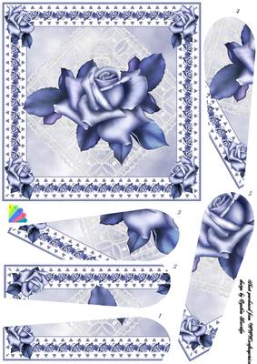 Blue Rose Fan Shape