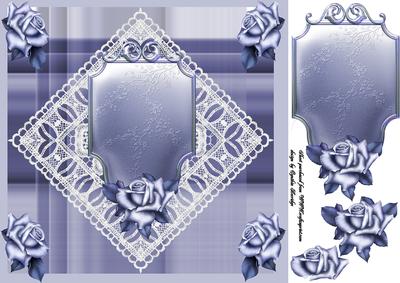 8x8 Blue Rose and Lace