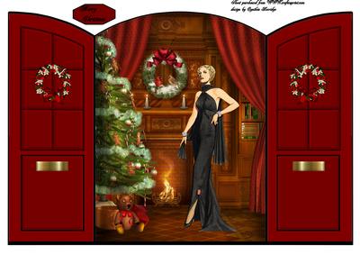 Christmas Arched Window Fireplace