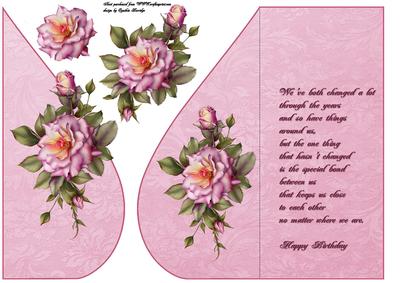 Pink Rose Tear Drop Card