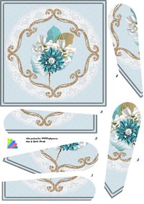 Blue Flowers Fan Card