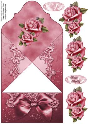 Pink Rose Shaped Spring Card
