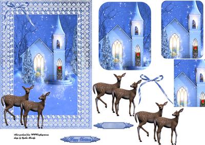 Christmas Church and Reindeer