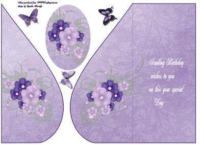 Lavender Flowers Teardrop Card