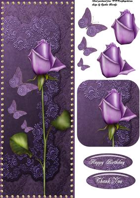 Lavender Rose Dl and Butterflies