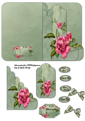 Green and Pink Rose Pocket Sheet