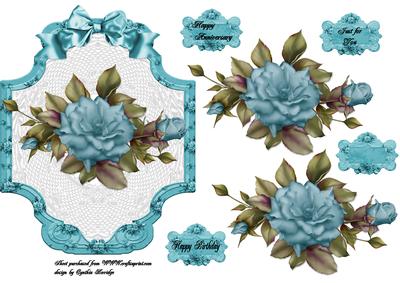Blue Roses and Lace Topper
