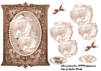 Vintage Sepia Framed Roses