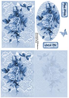 Blue Roses and Lace Small with Insert