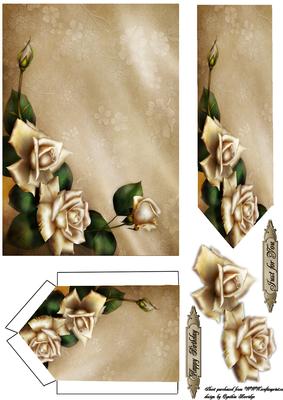 Cream Rose Pocket and Bookmark