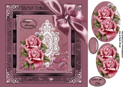 8x8 Rose and Ribbon