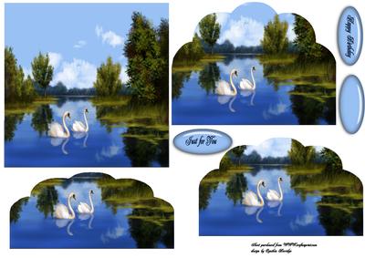 Swans on Lake Wavy Bottom Pryamage
