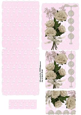 Wavy Edge Cream Roses Easel