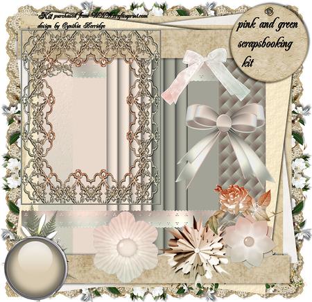 Pink and Green Scrapbooking Page Kit