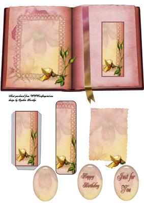 Pink Book with Pocket and Bookmark