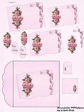 Pink Rose Wrap Around Card with Book