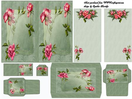 Pink Rose Stationery Set