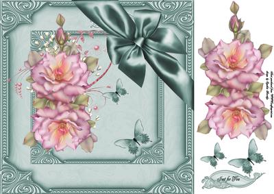 Mint Roses and Butterflies