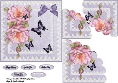 Pink Roses and Butterflies