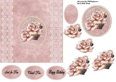 Pale Pink Roses Lace and Pearls