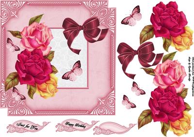 3 Roses and Buterflies
