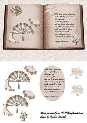 Vintage Fan Book Decoupage