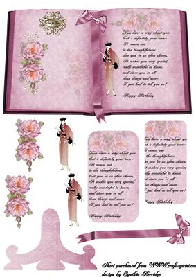 Pink Rose Book and Stand