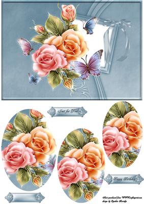 A5 Roses and Butterflies