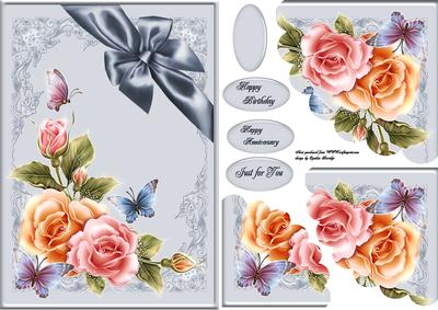 A5 Ribbon Bow and Roses