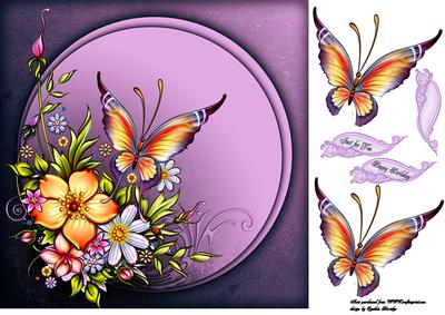 8x8 Flowers and Butterfly