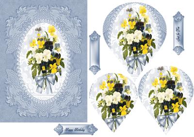 Blue Card with Pansies