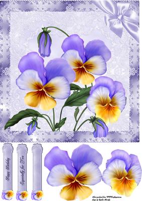 8x8 Pansies Lace