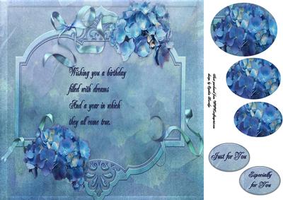 8x8 Blue Flowers