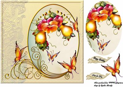 Oval Frame and Butterflies