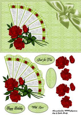 Lace and Roses Fan