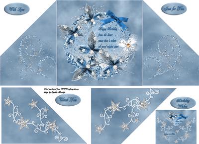 Crisscross Gate Fold Blue Flowers