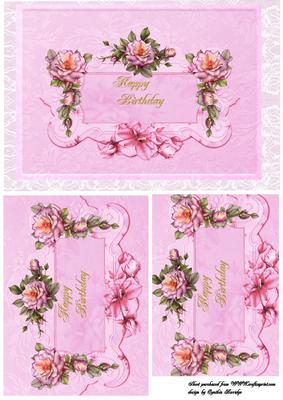 Pink Rose and Lace Happy Birthday