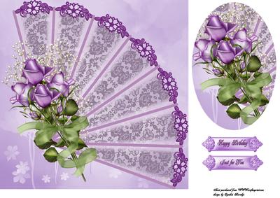 Lavender Fan and Roses