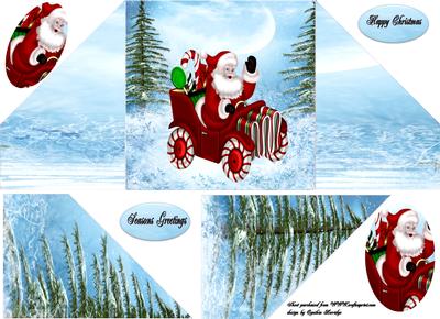 Criss Cross Gate Fold Santa