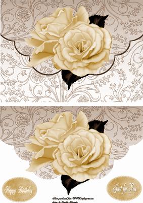 Cream Roses Envelope Card