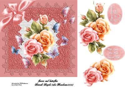 Coral Lace and Flowers