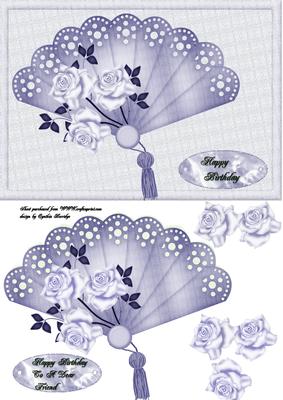 Lavender Fan Roses Decoupage