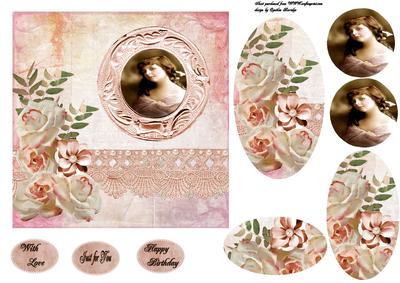 Vintage Frame and Cream Roses